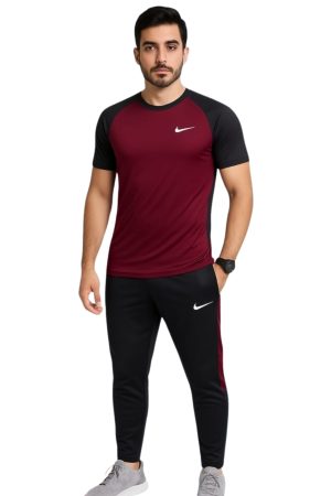 Drifit Summer Tracksuit - Maroon & Black Reglan Sleeve #231
