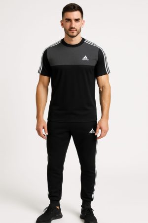 Drifit Summer Tracksuit - Black & Gray Combo With 3 adi straps #232