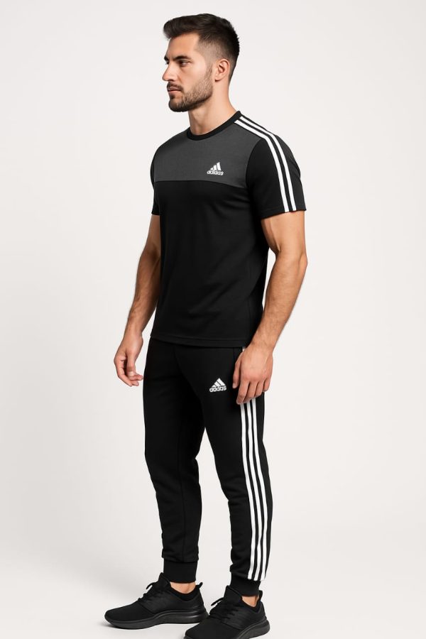 Drifit Summer Tracksuit - Black & Gray Combo With 3 adi straps #232 - Image 2