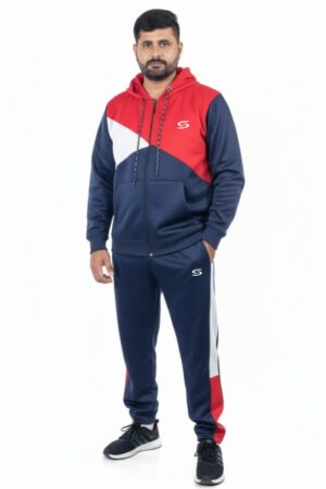 Winter Collection-Man's Only- Navy, Red & White Premium Tracksuit.