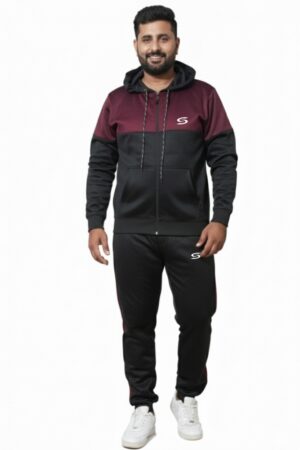 Winter Collection-Man's Only- Black & Maroon Premium Tracksuit.