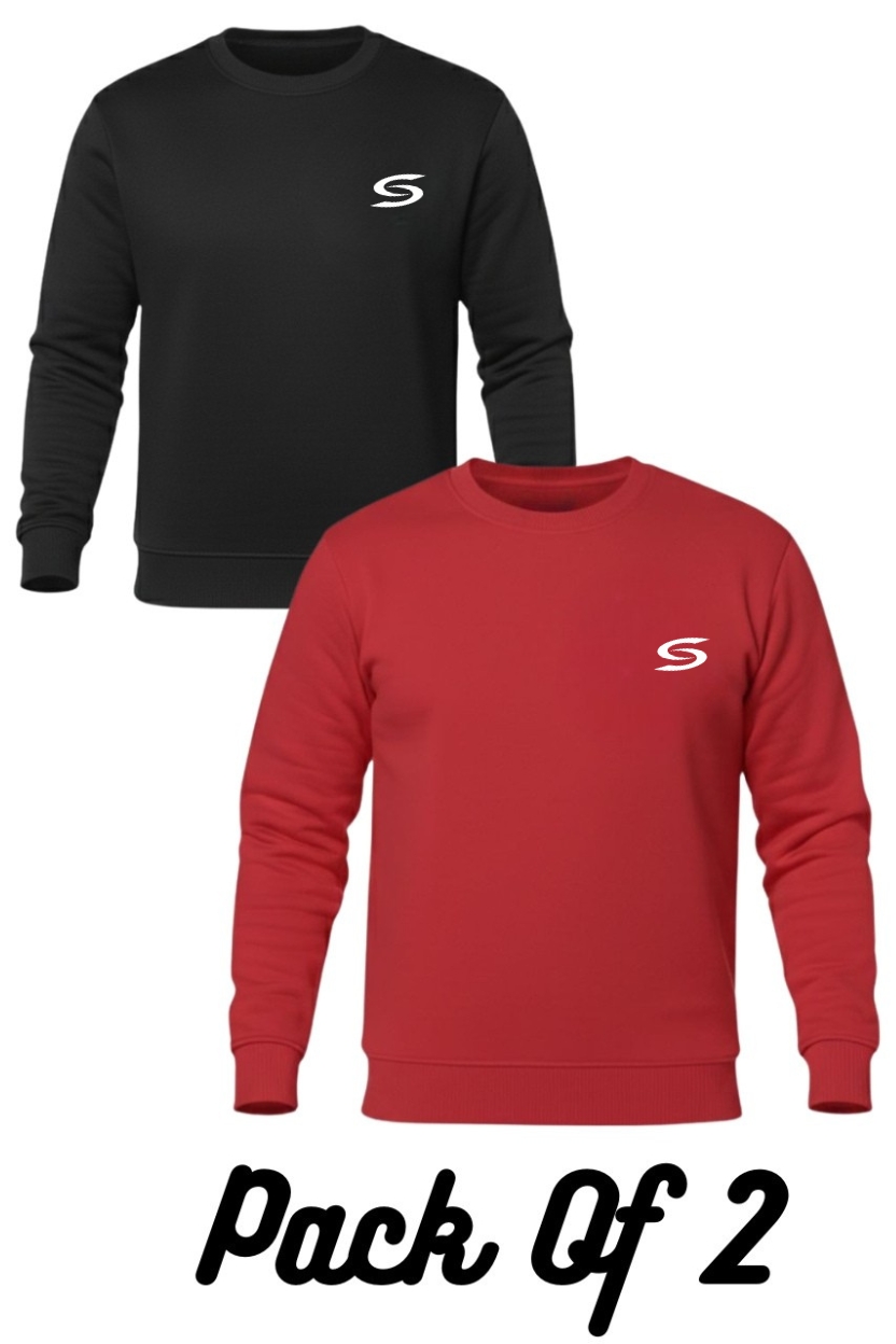 Winter Collection-Pack Of 2-Black+Red Premium Sweatshirts