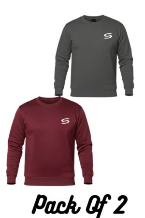 Winter Collection-Pack Of 2-Maroon+Grey Premium Sweatshirts