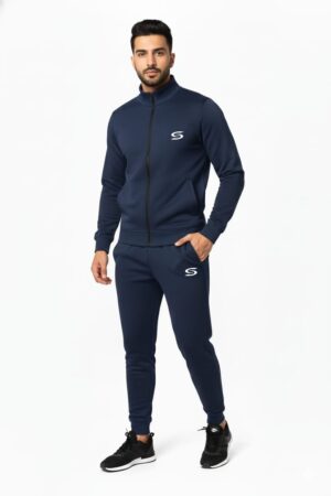 Winter-Mock Neck Zipper-Navy Blue-Tracksuit