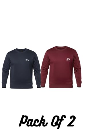 Winter Collection-Pack Of 2-Navy Blue+Maroon Premium Sweatshirts